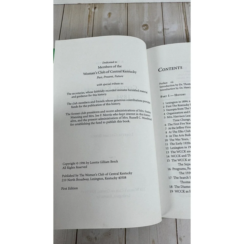 A History of the Woman's Club Central Kentucky Brock 1996 First Edition Local